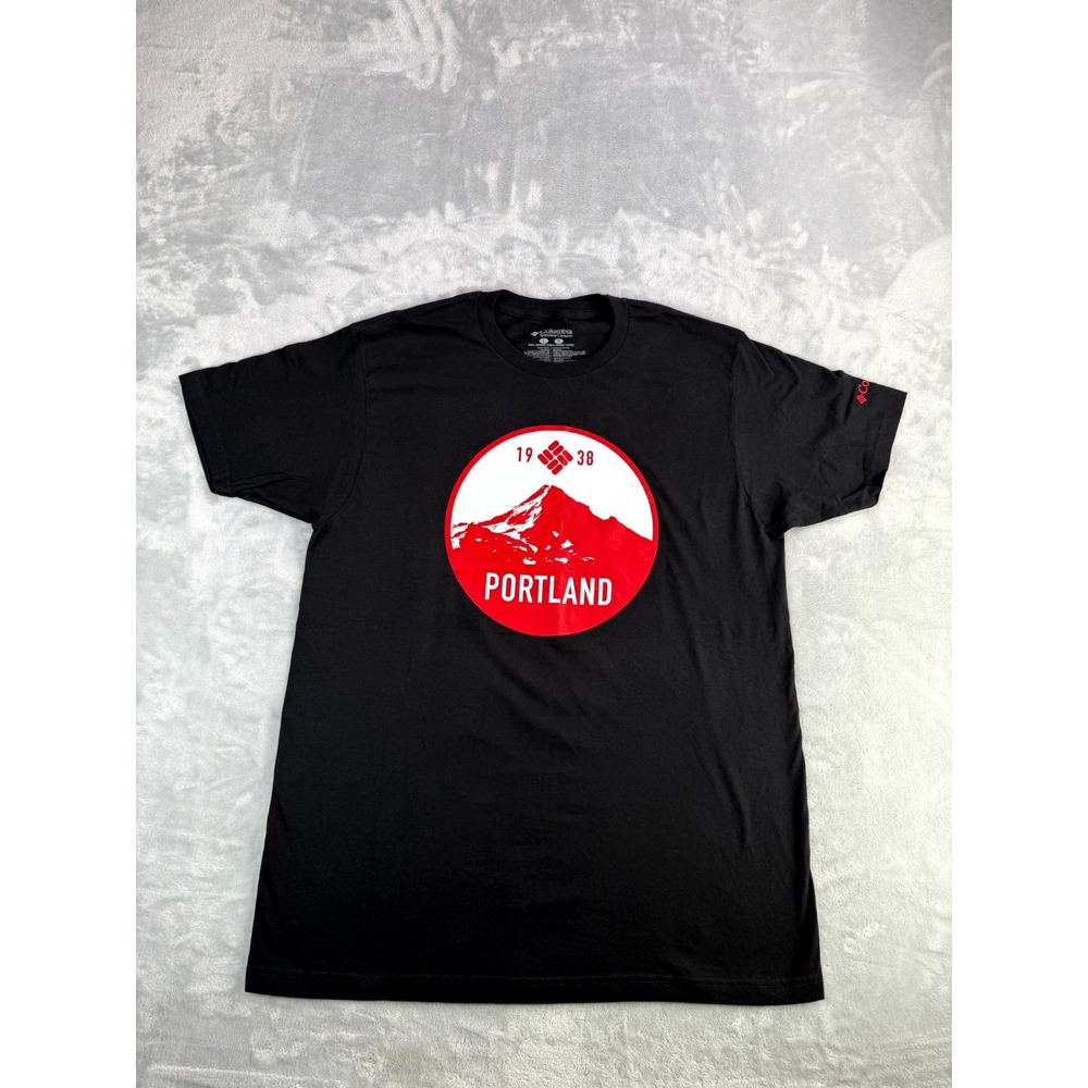 Columbia Sportswear T-Shirt Mens Large Black Portland 1938 Mountain Graphic